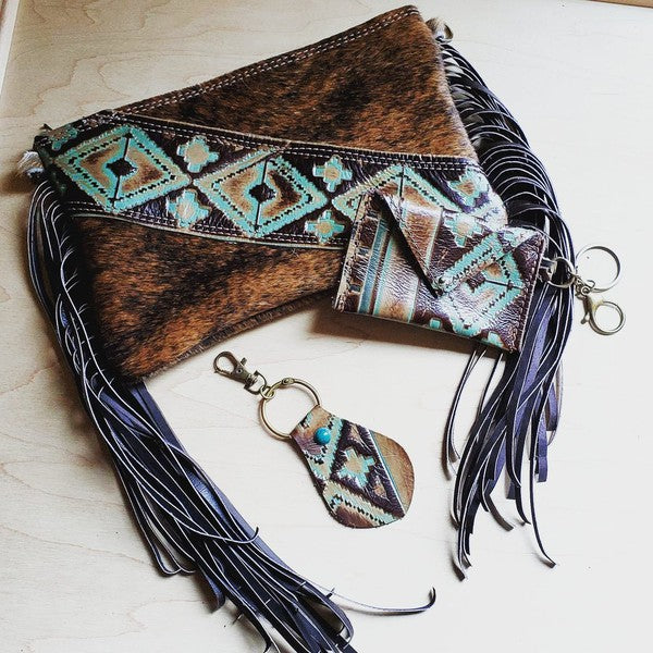 Handbag w/ Leather Fringe and Navajo Side Accent