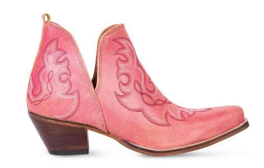 MAISIE STITCHED LEATHER BOOTS IN PINK