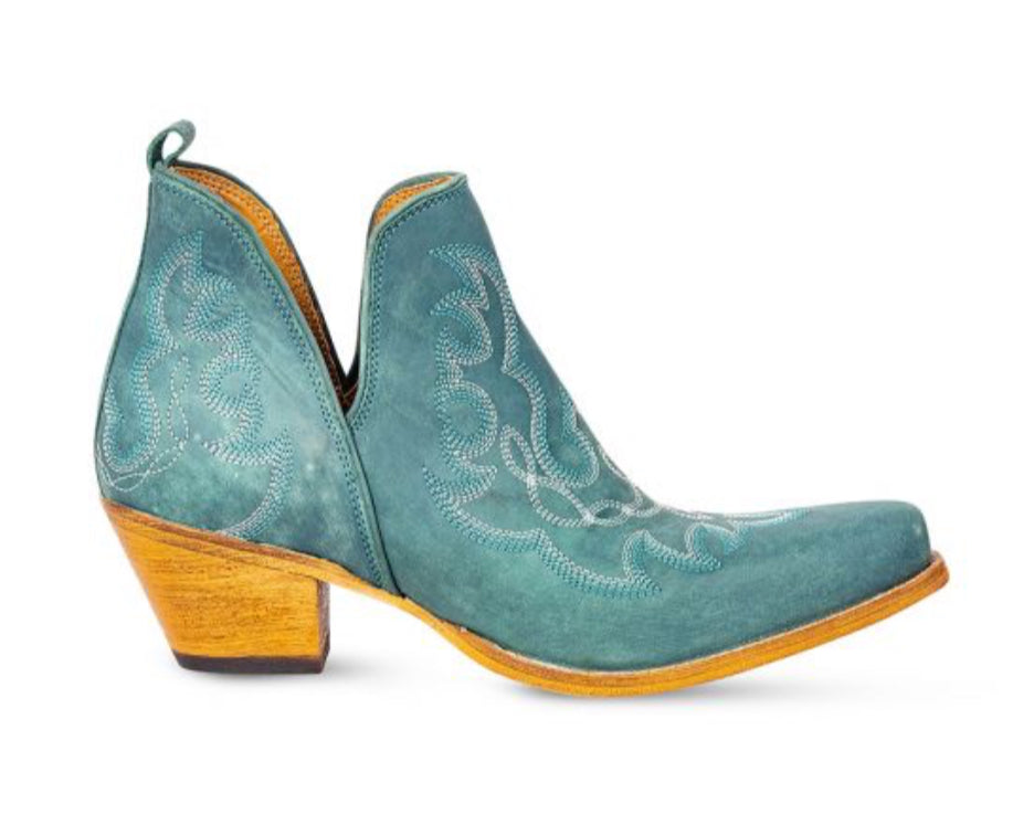 MAISIE STITCHED LEATHER BOOTS IN TURQUOISE