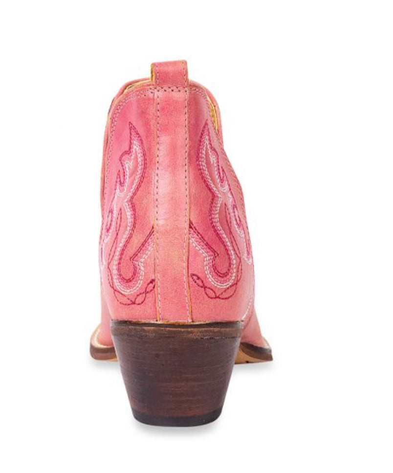 MAISIE STITCHED LEATHER BOOTS IN PINK