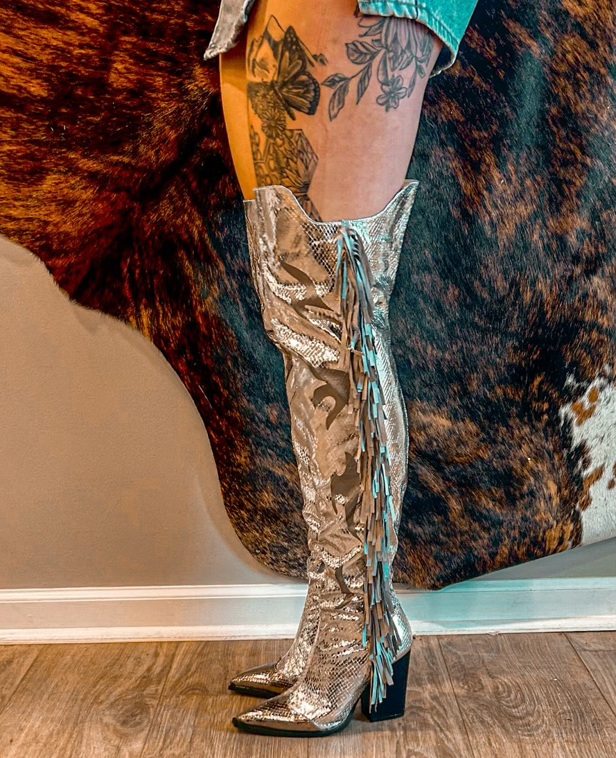 Disco Cowgirl Knee High Boots
